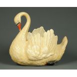 * A large pottery centre piece, modelled as a mute swan.  Height 41 cm.