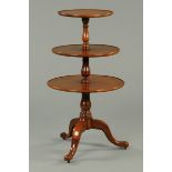 A Regency mahogany circular three tier revolving dumbwaiter,