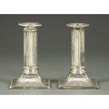 A pair of Victorian silver candlesticks, London 1888,