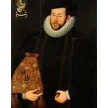 * English School (16th century), oil on panel, "Portrait of Sir John Puckering", half length,