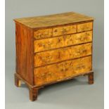 A 19th century walnut and pine chest of drawers,