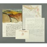 * Percy Kelly, watercolour illustrated letter, probably Parton,