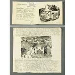 * Percy Kelly, collection of letters, two illustrated with woodblock prints,