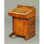 A Victorian walnut Davenport, with rear stationery cabinet,