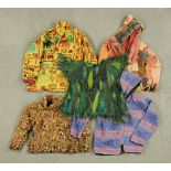 * Three Nepalese jackets, a smock by Zepla, mixed fabric, and a green felt smock.