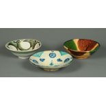 * An Afghan pottery fruit bowl, diameter 23 cm, and two other pottery fruit bowls.