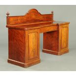 A Victorian mahogany pedestal sideboard,