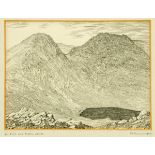 Alfred Wainwright, pen and ink drawing, "An Stuc and Meall Garbh".