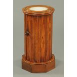 A Victorian mahogany marble topped pot cupboard,