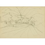 Sheila Fell (1931-1979), pencil drawing, "With Thanks For Lending Me Your Fields So Often".