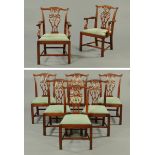 A set of eight Chippendale style mahogany dining chairs,