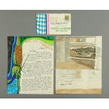 * Percy Kelly, pen and illustrated letter, "Corn on The Cob", Gospel Lane, St.