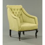 A late Victorian button backed armchair,