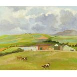 Sheila Fell (1931-1979), oil painting on canvas, "The Fitz Farm 1976".