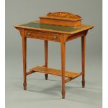 An Edwardian inlaid mahogany ladies desk, with rear stationery compartment,