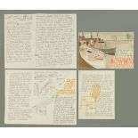 * Percy Kelly, watercolour illustrated envelope, Mary Burkett, Demavend, Bowness on Windermere,