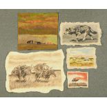 * Five felts, decorated with animals, camel Kirghizstan, acquired 1994,