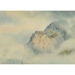J. Campbell, watercolour, "Pillar Rock".  25 cm x 34 cm, framed, signed and dated (19)87.