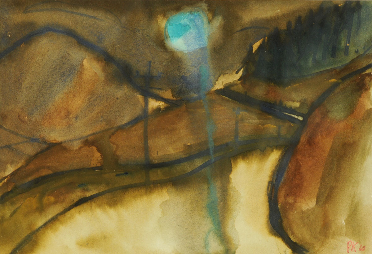 * Percy Kelly (1918-1993), watercolour, "Newlands, Cumberland - Winter 1960".  16.5 cm x 24.5 cm,