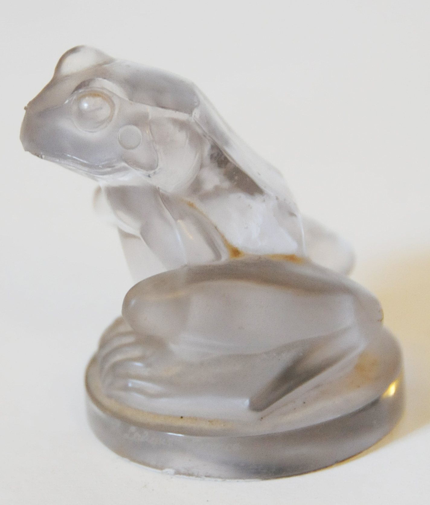 A Lalique glass car mascot in the form of a grenouille, signed "R. Lalique, France" in script to - Image 2 of 9