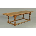 An oak refectory table in the Jacobean style,