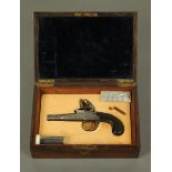 An early 18th century flintlock pocket pistol, with turn off cannon barrel, by Griffin, Bond Street,