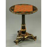 A 19th century papier mache chess topped occasional table,