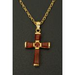 A 9 ct gold cross, with chain.