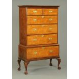 A Queen Anne style mahogany chest on stand, Edwardian,