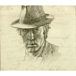 * Julian Cooper (b. 1947), pencil drawing, self portrait, inscribed "To Mary from Julian.