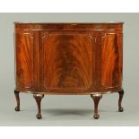 A mahogany demi-lune commode side cabinet,