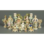 A quantity of Continental porcelain figures vases, etc.