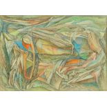 * Mavis Guzelian (1920-1998), graphite and coloured crayon on paper, "Fugitive".