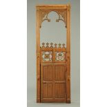 A 19th century Continental oak Ecclesiastical door, possibly confessional, with linen fold panels