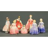 A collection of seven Royal Doulton figurines, Chloe, Rose HN1368, Marie HN1370, Lily HN1798,