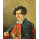 19th century Russian School, oil painting on canvas, portrait of a young man.  31.