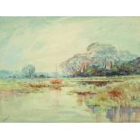 Jack Cox (Norfolk School), watercolour, fenland scene.  24 cm x 31 cm.