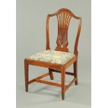 A George III mahogany Hepplewhite style dining chair, with pierced splat back,