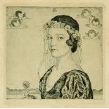 * "Hirchenhausen", a bust portrait of a young woman, etching,