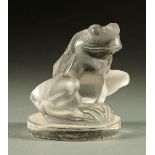 A Lalique glass car mascot in the form of a grenouille, signed "R. Lalique, France" in script to