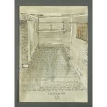 * Percy Kelly, watercolour illustrated letter, the interior of a room, 15th February 1978.  29.