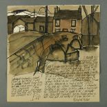 * Percy Kelly, watercolour illustrated letter, "Ullock, Cumberland", 2nd March 1977.  29.5 cm x 28.