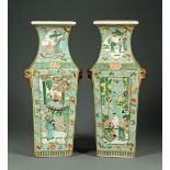 A pair of Chinese vases, Famille Verte, each with character mark to base.  Height 49 cm (see