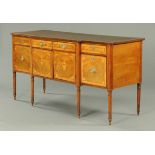 A George III inlaid mahogany sideboard, satinwood crossbanded,