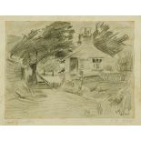 * Kurt Schwitters (German, 1887-1948), pencil sketch, "Milnbeck Cottage, Bowness".  13 cm x 17.