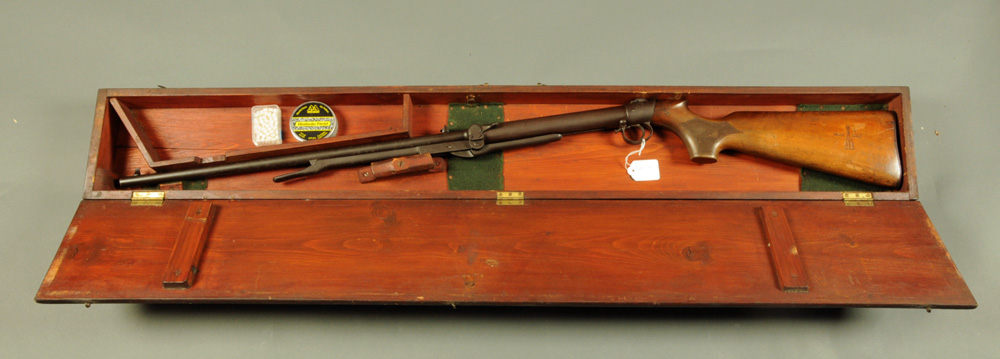 BSA Lincoln Jefferies Improved Model D .177 underlever air rifle, pistol grip stock.  Length 43.