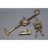 Brass door knocker in the form of a fox,