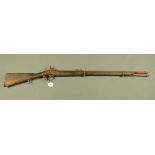 Pattern 53 2 band Enfield percussion musket, with bayonet bar on barrel.