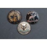 Three hunting and dog related badges, Ullswater Foxhounds,