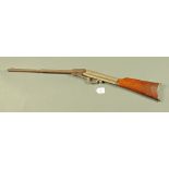Gem style air rifle, with part round/part hexagonal barrel, nickel plated air chamber.